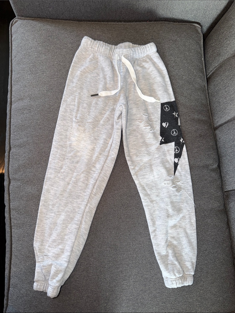 Kids Gray Jogger Sweatpants with Black Graphic Accent